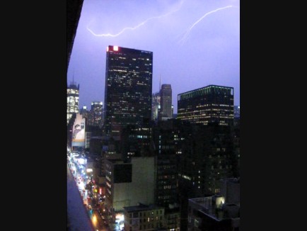 Lightning over Manhattan. Photo by Sara Scrovronick.