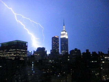 Lightning strike in NYC. Photo by Sara Scovronick.